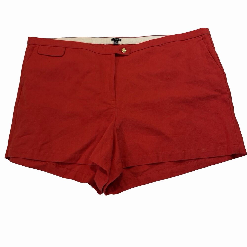 J. Crew Shorts Women's Sz. 24 Red Chino Linen Blend High Waist 3" Inseam